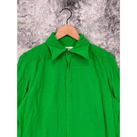 Salt Murphy Shirt Medium Mens Green Crepe Slim Fitted Long Sleeve Button Down - Picture 2 of 8